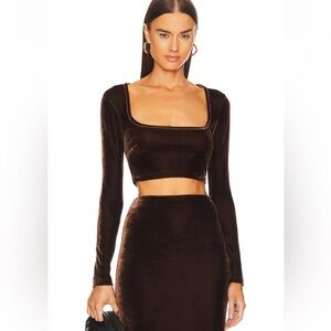 House of Harlow 1960 Revolve X Ovelia Top In Chocolate Brown Velvet
